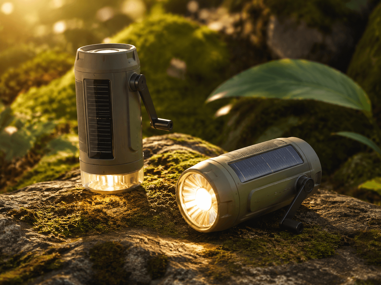 Compact Solar Torch Set in an outdoor solar lighting setting