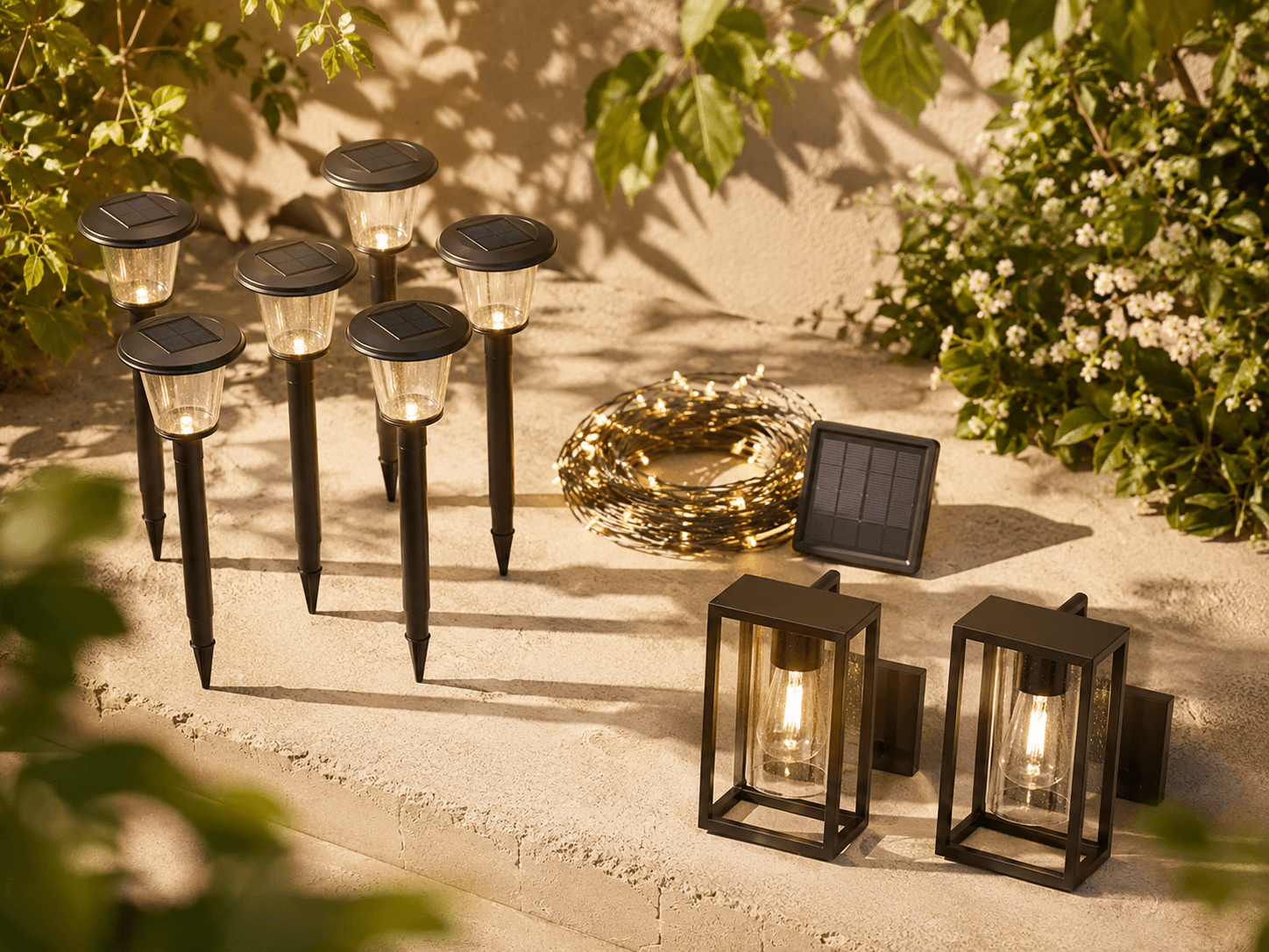 Garden Starter Solar Kit in an outdoor solar lighting setting